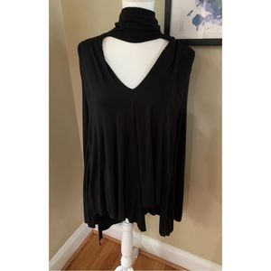 NWT Free People flowy tunic w/ mock turtle neck cut out sz L